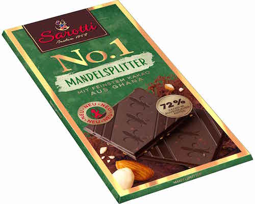 Sarotti No.1 almond slivers 72% cocoa 100g
