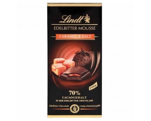 Lindt Dark Chocolate Mousse Caramel And Salt Bar 150g Natural German 4749